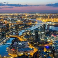 Melbourne,City,Aerial,View,Panorama,Skyline,Cityscape,,Harbour,,Seafarers,Bridge,